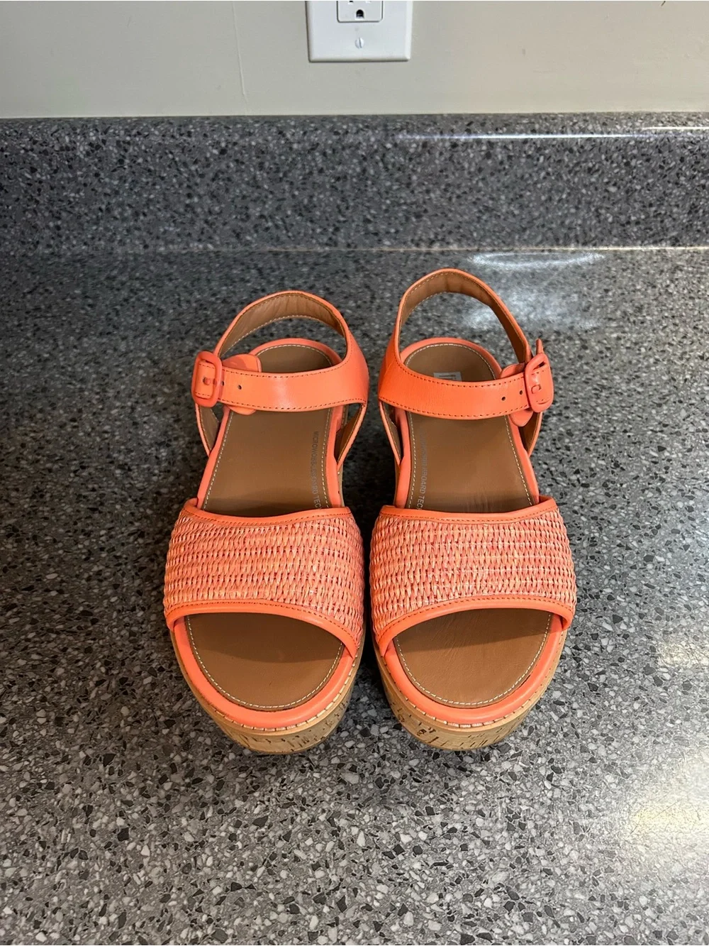 Fitflop Orange Woven Cork Platform Sandals